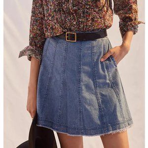Anthropologie Pilcro Seamed Denim Mini Skirt - Denim Light - Size 8